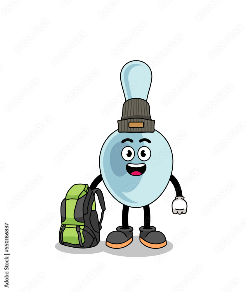 Illustration of spoon mascot as a hiker