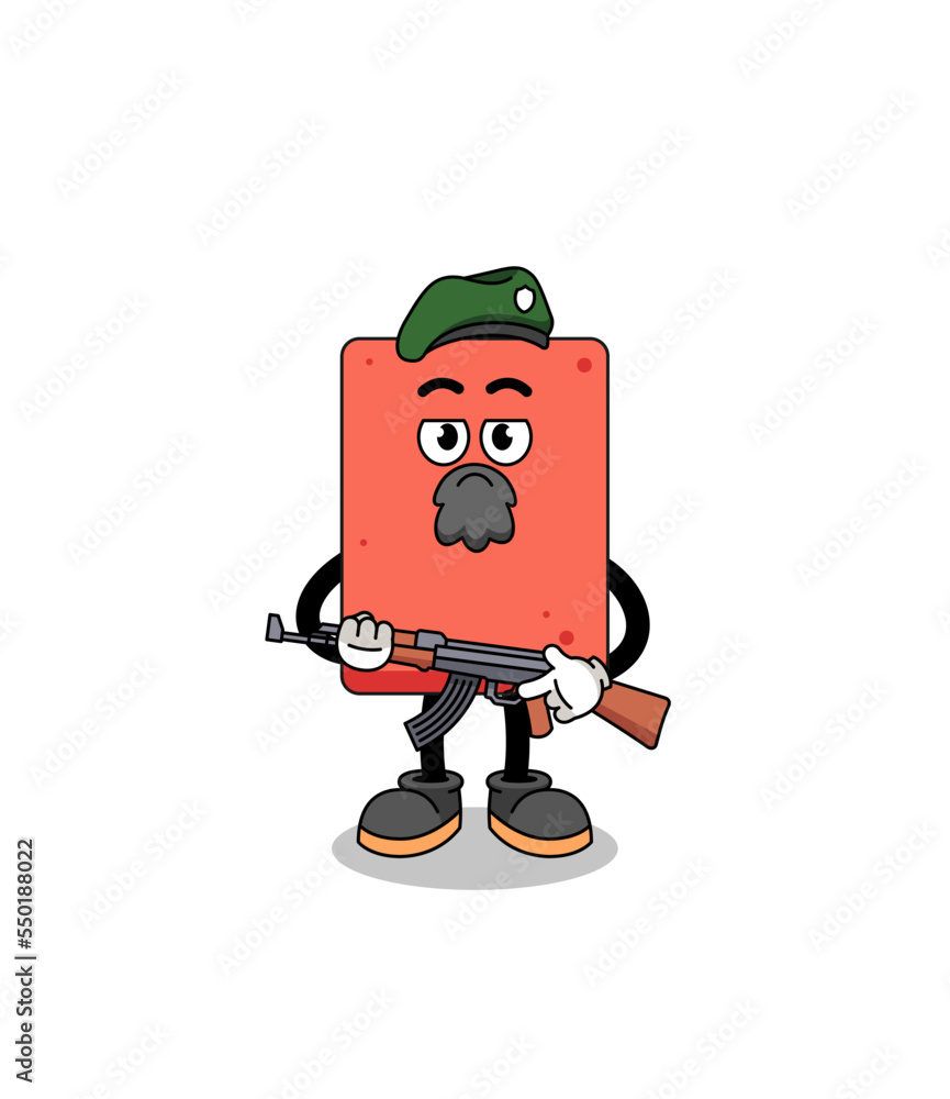 Character cartoon of brick as a special force Character cartoon of brick as a special force