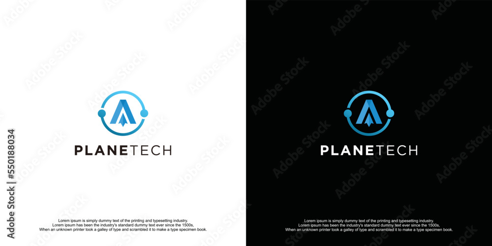 Plane Technology Space Modern Logo Design