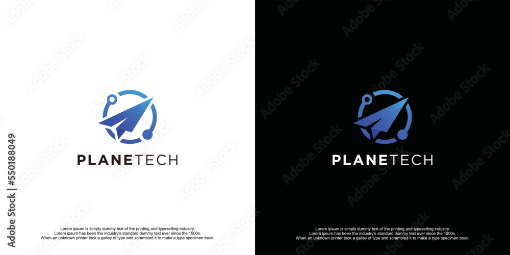 Plane Technology Modern Logo Design Plane Technology Modern Logo Design