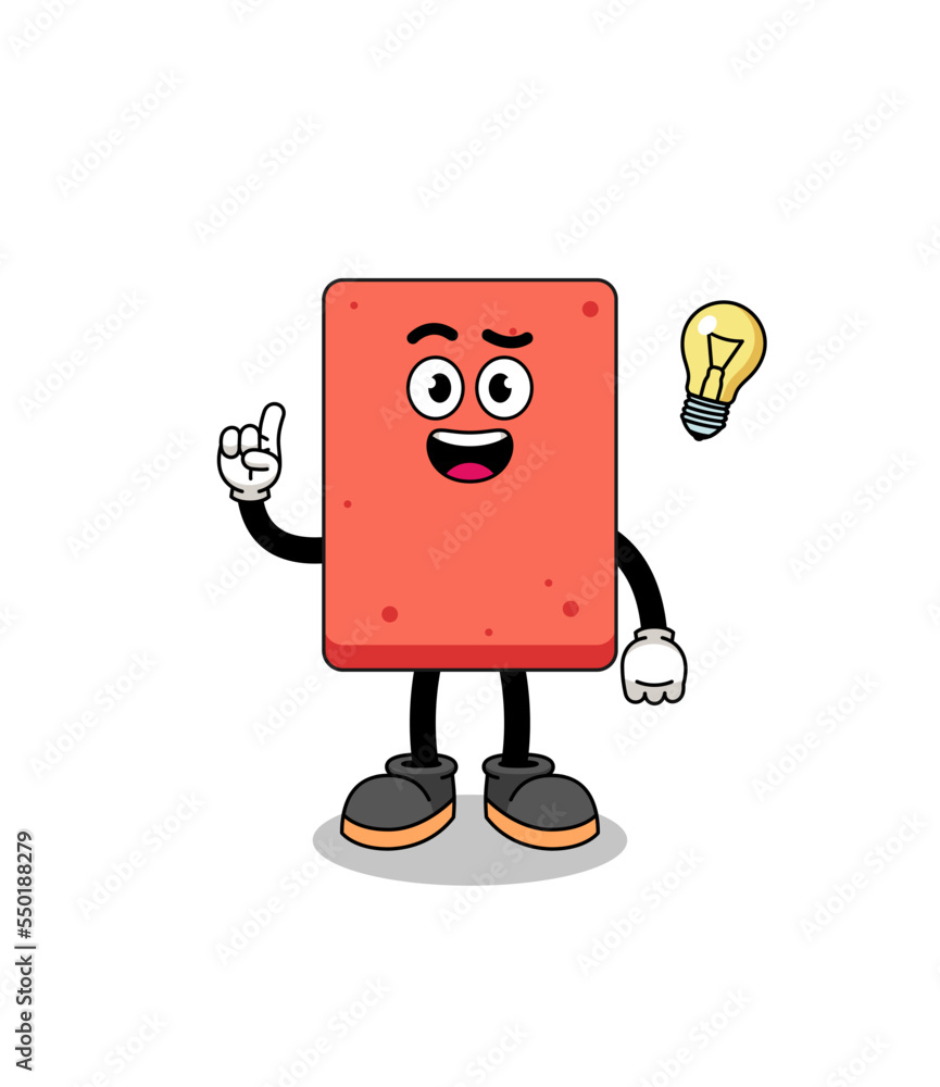 brick cartoon with get an idea pose