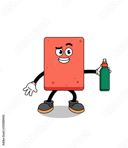 brick illustration cartoon holding mosquito repellent