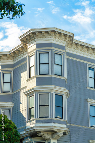 Wallpaper Mural Blue timber house facade with horizontal wooden pannels and front yard foliage with blue sky background Torontodigital.ca