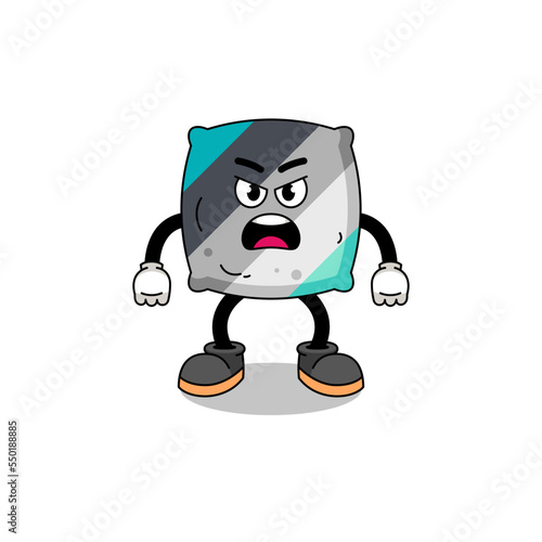 throw pillow cartoon illustration with angry expression