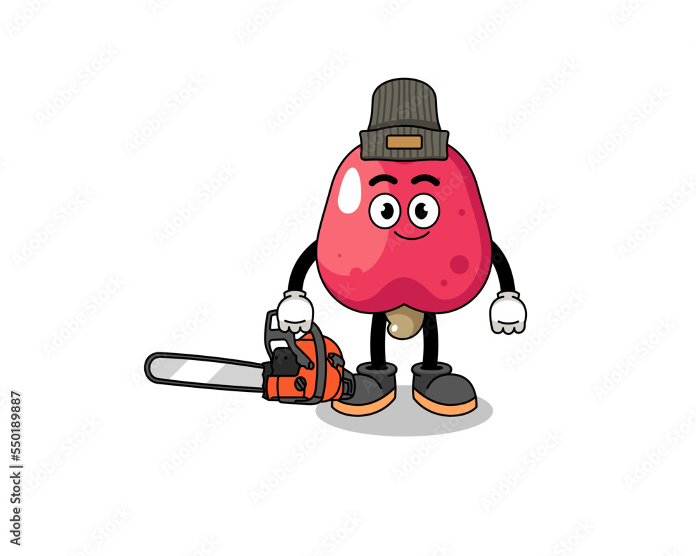 Fototapeta premium cashew illustration cartoon as a lumberjack