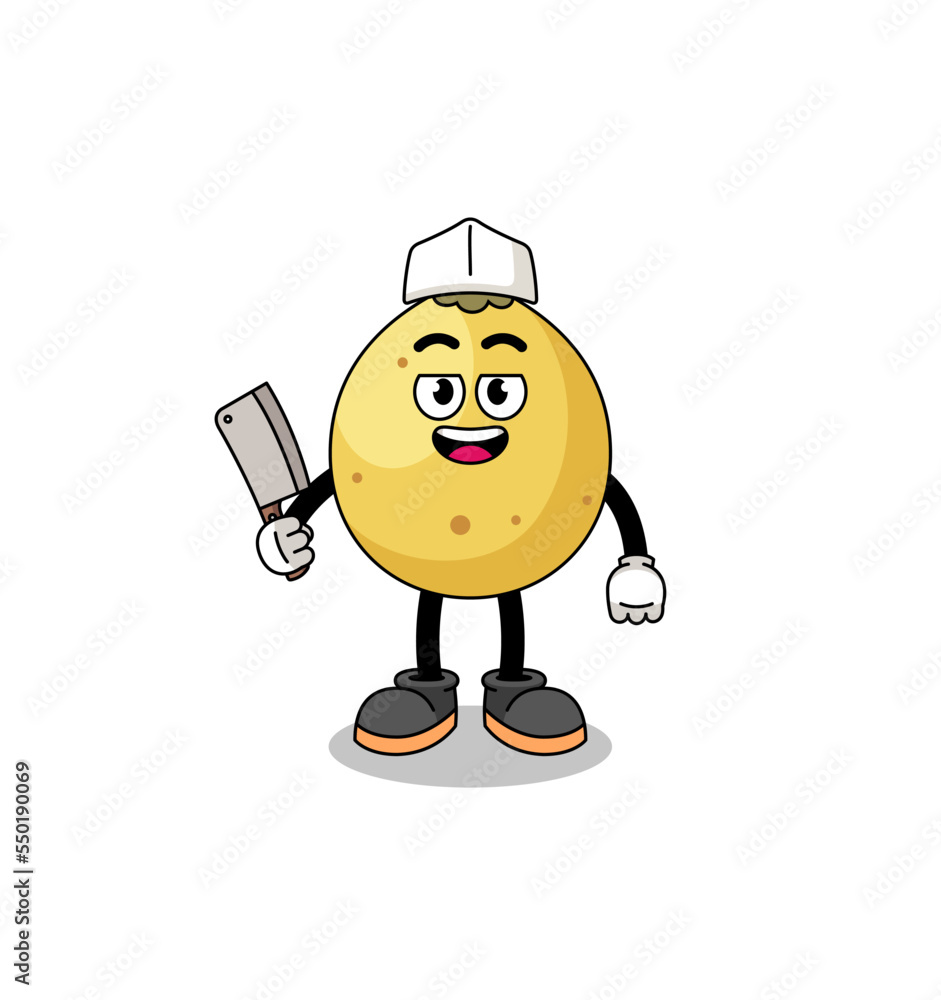 Mascot of langsat as a butcher Mascot of langsat as a butcher