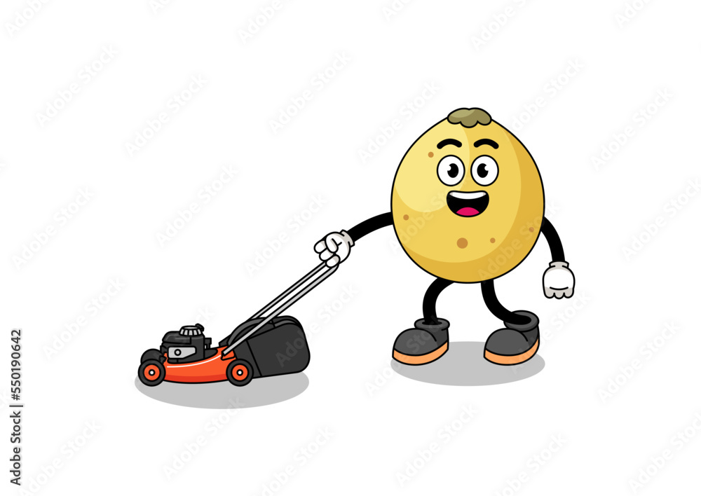 langsat illustration cartoon holding lawn mower langsat illustration cartoon holding lawn mower