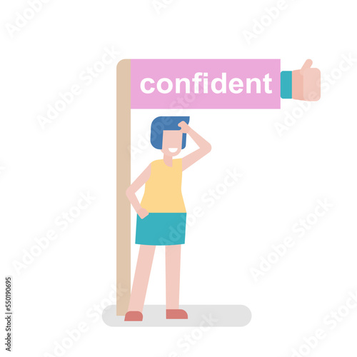 Build confidence and self esteem in kids,Pride and assertiveness ability and skills,positive feel good about yourself,learning experiences and expressions,vector illustration.