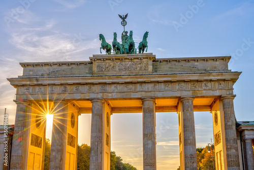 The Brandenburg Gate in Berlin with the last sunbeams before sunset