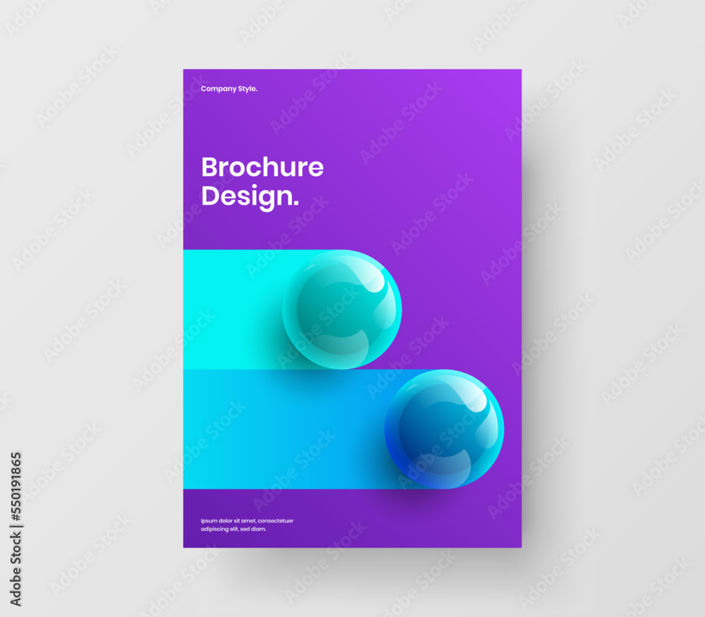 Creative handbill design vector template. Fresh 3D spheres journal cover concept. Creative handbill design vector template. Fresh 3D spheres journal cover concept.