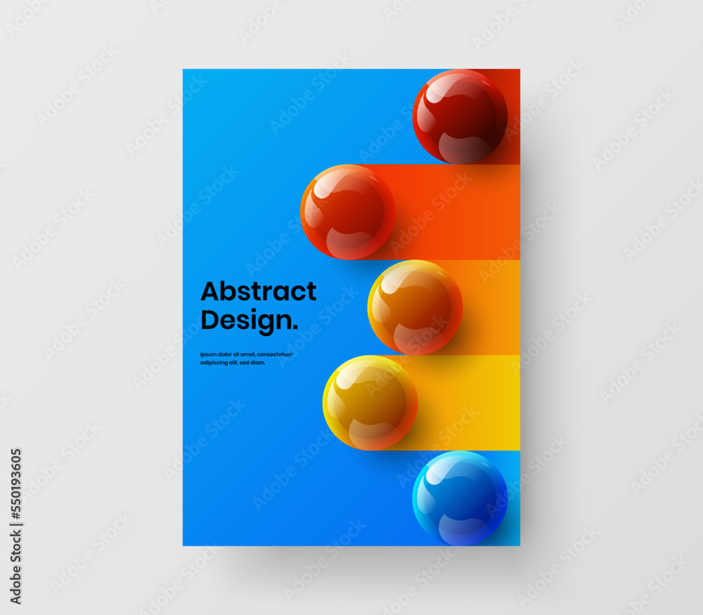 Premium leaflet A4 design vector concept. Abstract 3D balls flyer layout. Premium leaflet A4 design vector concept. Abstract 3D balls flyer layout.