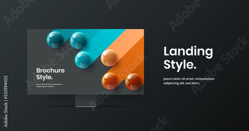 Simple display mockup web project illustration. Modern presentation vector design template.