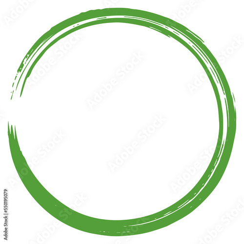Zen Green Brush Circle Stroke Art Painting Logo Design Template