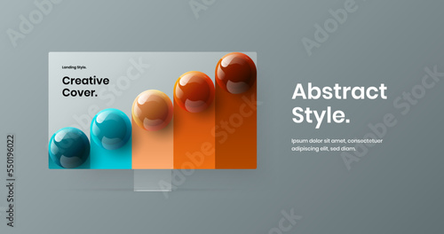 Modern computer display mockup presentation layout. Colorful site vector design template.