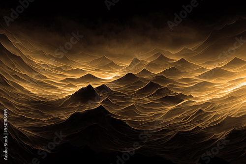 Gold yellow background texture, wavy silky black, golden and brownish shades of colors beautiful, hot and flowing design
