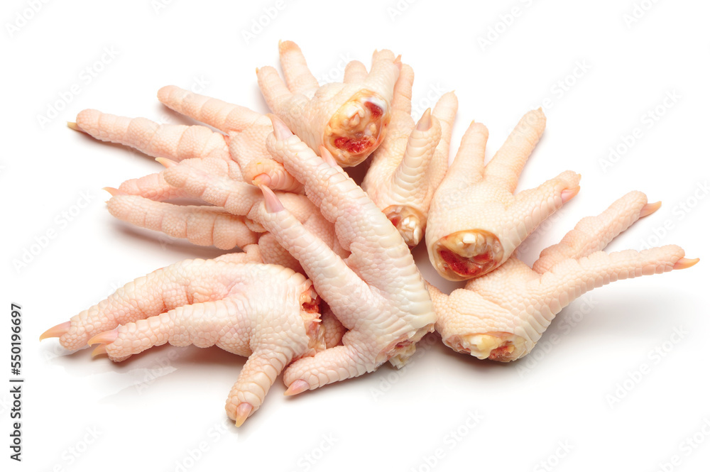 Chicken feet on white background Stock Photo | Adobe Stock