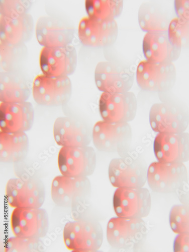 Abstract red dice kaleidoscope pattern