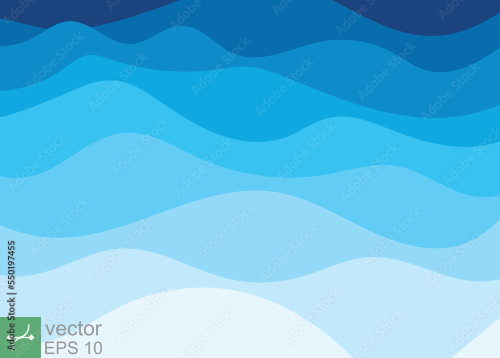 Fototapeta premium Water wave background vector pattern. Abstract blue ocean, sea, layer shape zigzag pattern in flat design style illustration. EPS 10.