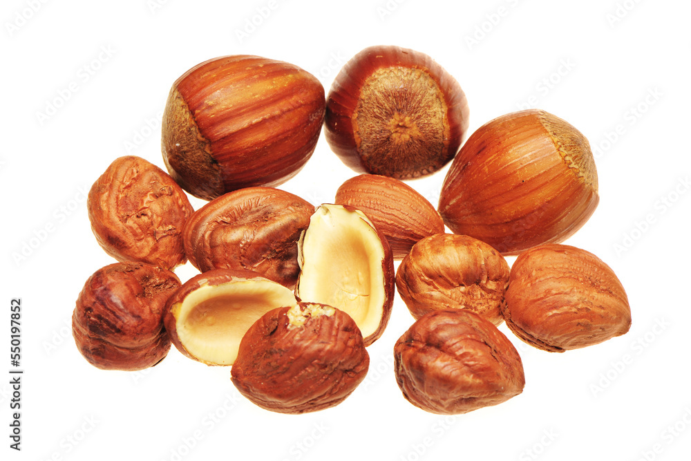 Hazelnuts on white background Hazelnuts on white background