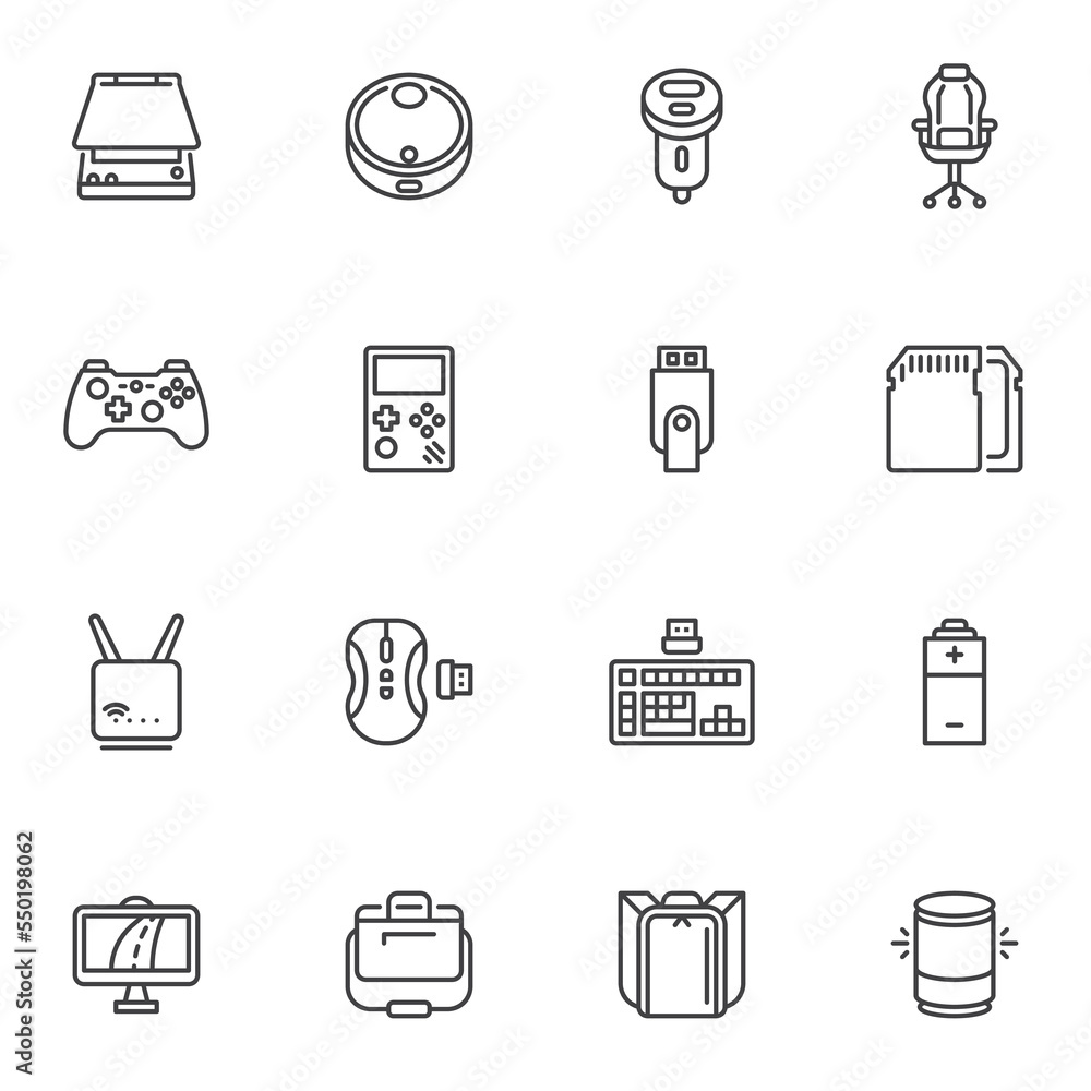 Electronic devices line icons set Electronic devices line icons set