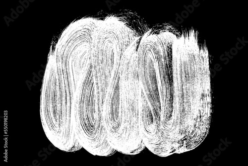Scribble hand drawn in chalk on black background. Monochrome stain element. Digitally generated image. Vector illustration, Eps 10.