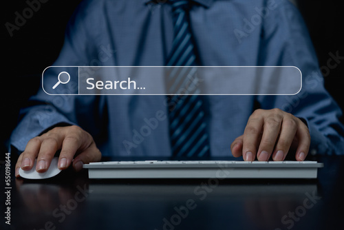 Wallpaper Mural Data search Technology information concept. man hands are using a computer keyboard digital search page screen. Torontodigital.ca