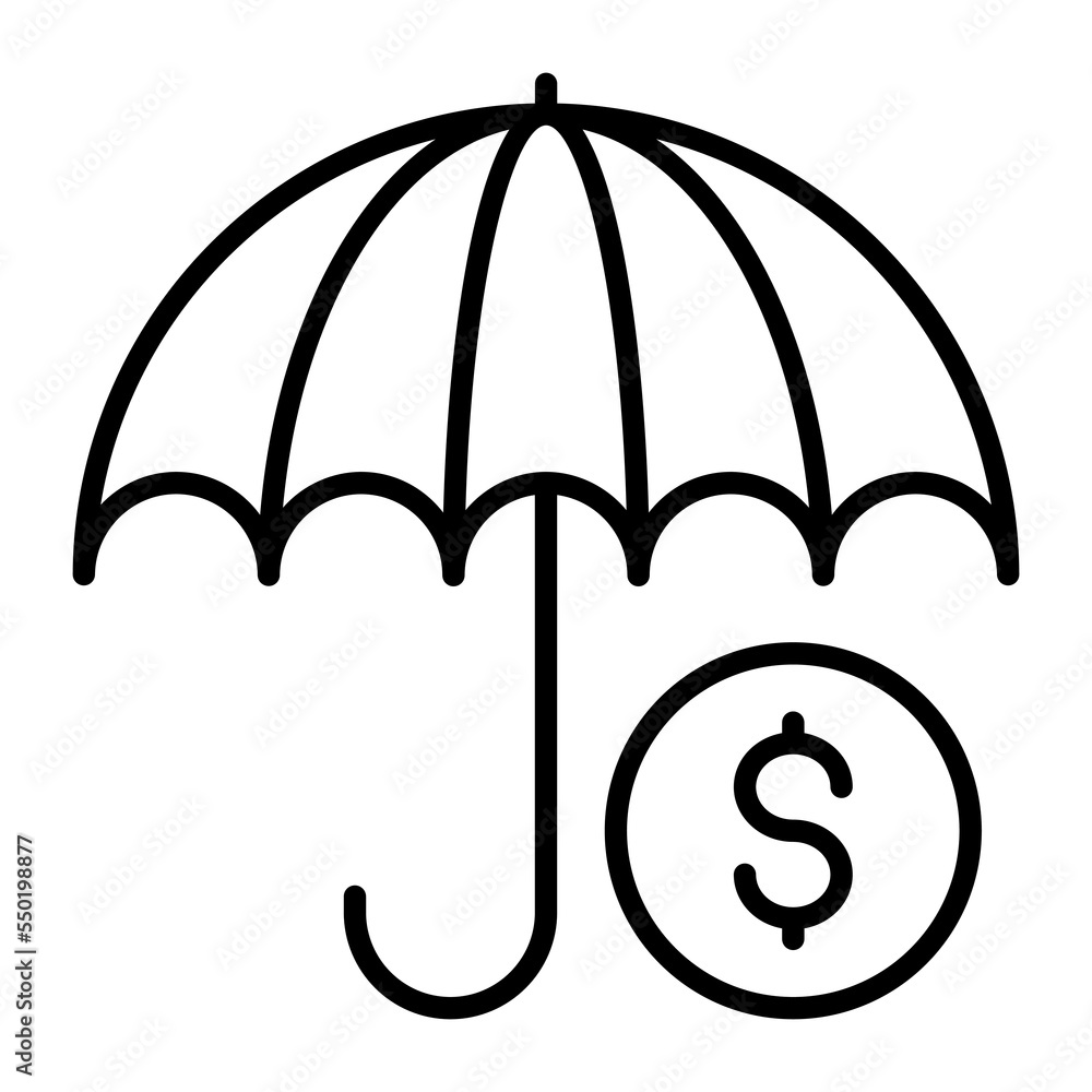 Dollar coin inside umbrella showing concept of insurance Dollar coin inside umbrella showing concept of insurance