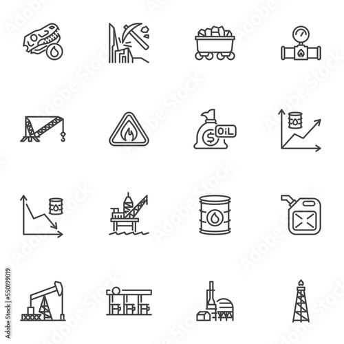 Oil industry line icons set