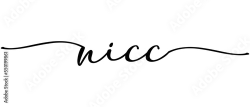 Nice word Continuous one line calligraphy Minimalistic handwriting with white background