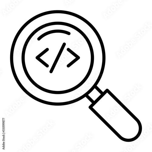 Search code vector icon isolated on white background