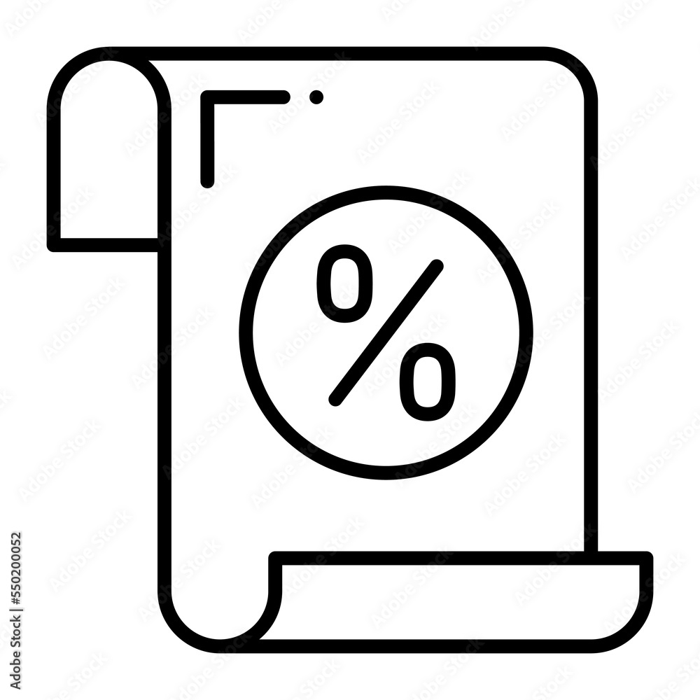 Bill discount vector icon isolated on white background Bill discount vector icon isolated on white background