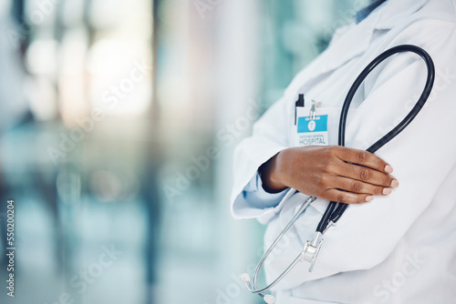 Wallpaper Mural Black doctor hands, stethoscope and healthcare in hospital for medical leadership, wellness and clinic service. Closeup of cardiology expert, heart surgeon and professional african woman in medicine Torontodigital.ca