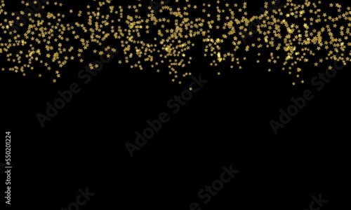 Christmas Gold Star & Snowflake On Black Sky Holiday Bokeh Background