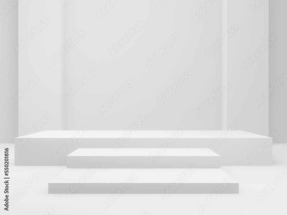 3D geometric podium. White room background 3D geometric podium. White room background
