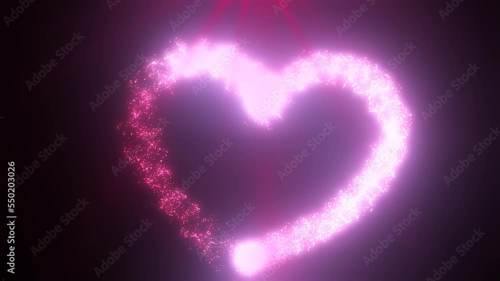 Purple pink heart love glowing shiny for valentine's day holiday from magic energy lines and particles on black background. Abstract background. Video in high quality 4k, motion graphics design Purple pink heart love glowing shiny for valentine's day holiday from magic energy lines and particles on black background. Abstract background. Video in high quality 4k, motion graphics design