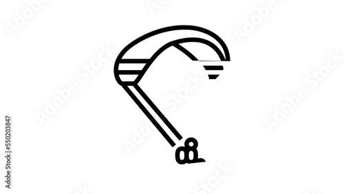 paragliding extreme sport line icon animation