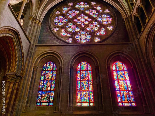 Stained glass window in the Cathedral of Notre Dame of Lausanne