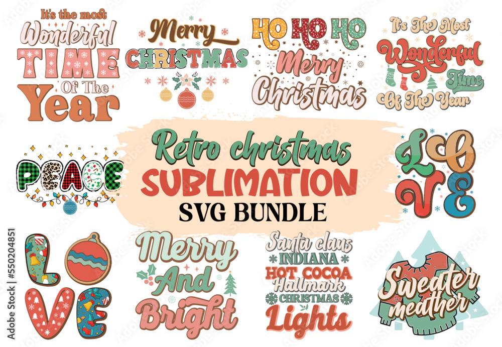 Retro Christmas Sublimation SVG Bundle