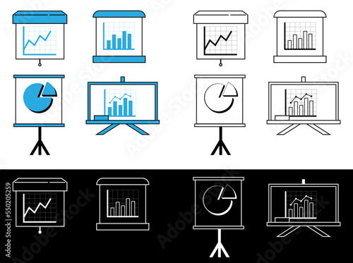 set of presentation board icon and diagram