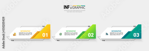 3 Steps presentation business infographic template vector.	
