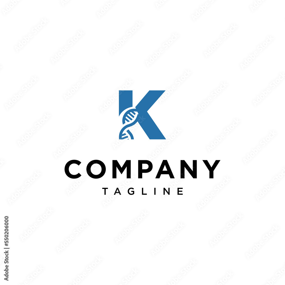 K Letter DNA Genetic Vector logo icon vector Template