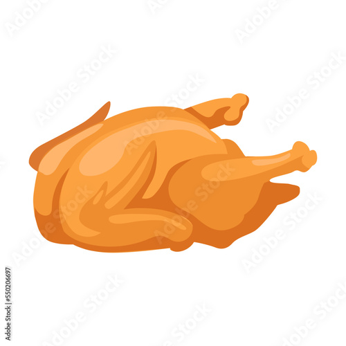 Smoked chicken. Meat product cartoon vector illustration. Drawing of raw and roasted animal meat isolated on white background