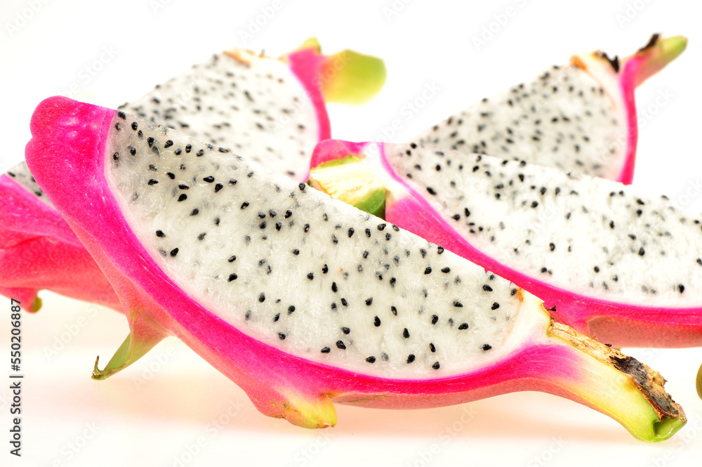 Pitaya or Dragon Fruit isolated against white background Pitaya or Dragon Fruit isolated against white background