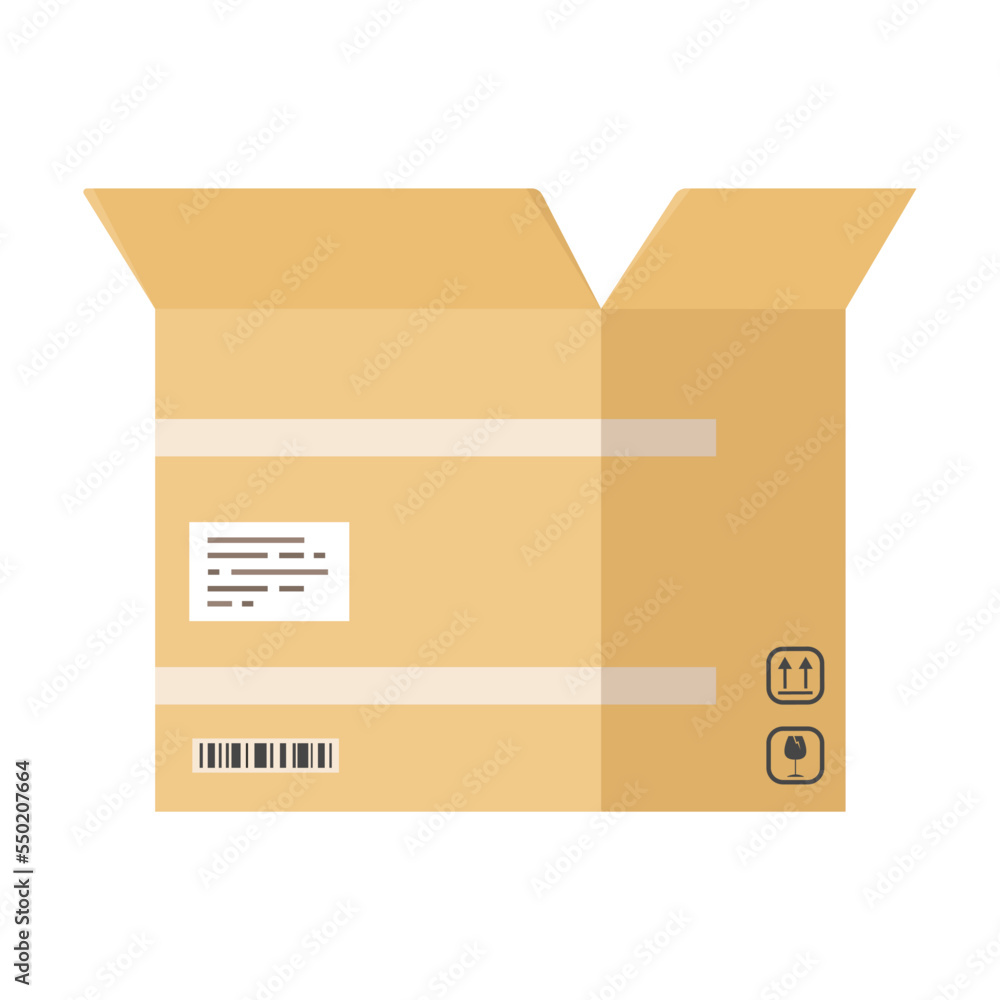 Open mail box. Express delivery service objects illustration. Courier cartoon character isolated on white background Open mail box. Express delivery service objects illustration. Courier cartoon character isolated on white background