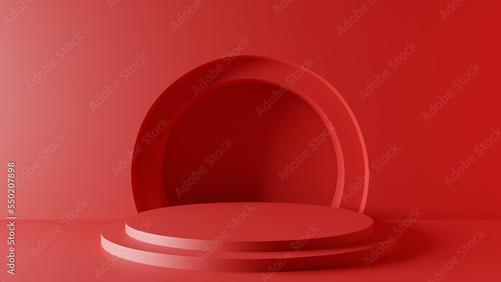 red podium and neon light in the red room.3d rendering. red podium and neon light in the red room.3d rendering.