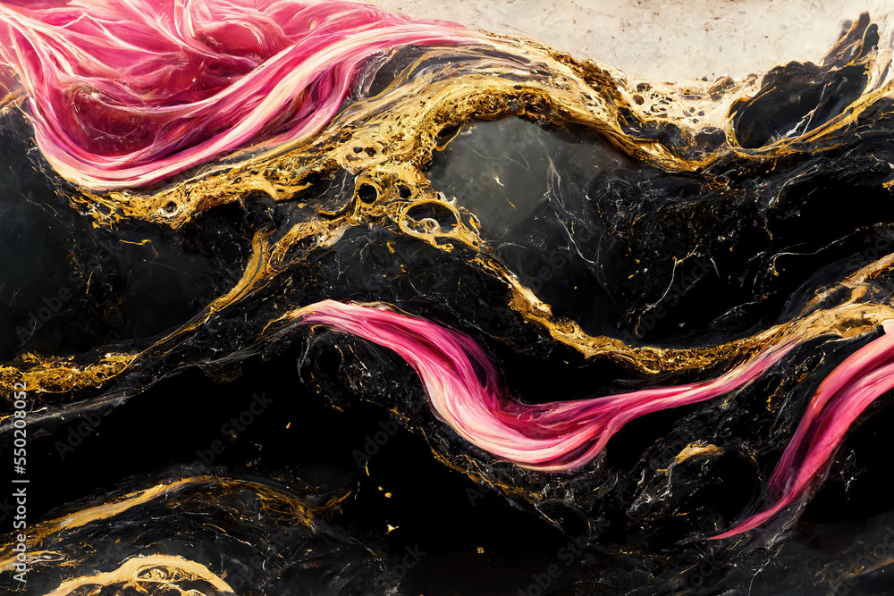 Pink and black marble texture. Luxury abstract fluid art paint