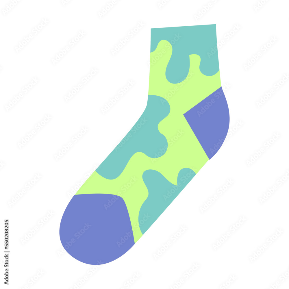 Cute woolen socks flat vector illustration. Stylish cotton socks for winter isolated on white background Cute woolen socks flat vector illustration. Stylish cotton socks for winter isolated on white background