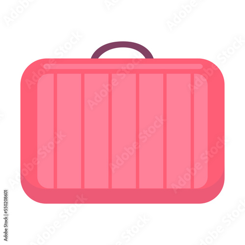 Pink travel bag and suitcase cartoon illustration. Business briefcase, baggage for vacation or holiday isolated on white