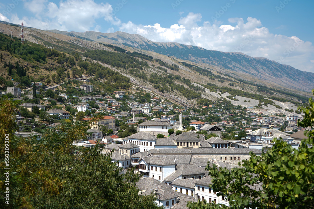 Panoramic view of Old Town Gjirokaster, Albania      