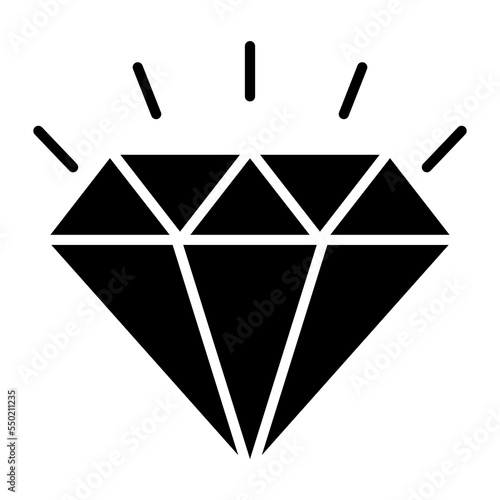 Diamond vector icon, carbon crystallized structure